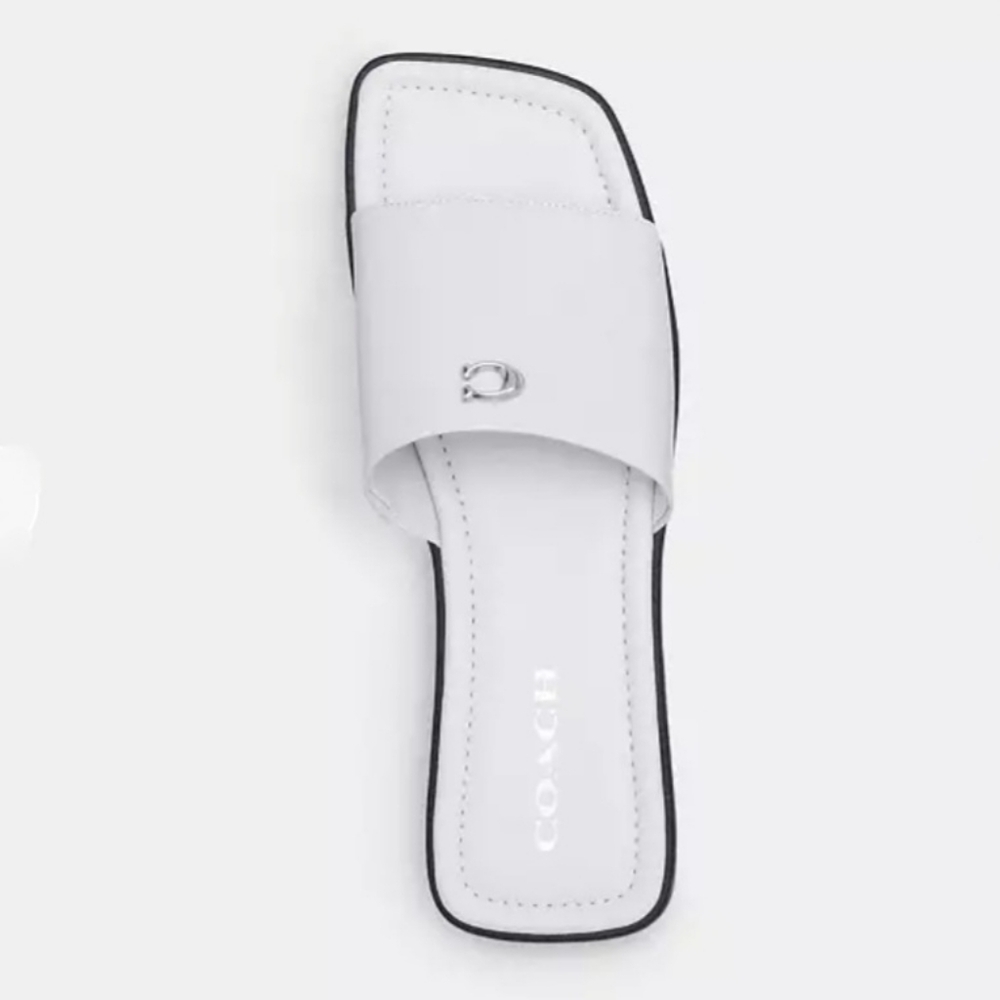 Coach Florence Slip-on Sandals Leather Optic White Women's 9.5 - Picture 7 of 14